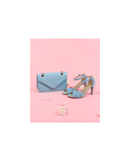 Bolsa Pequeña de Señora Azul con Asa Decorada