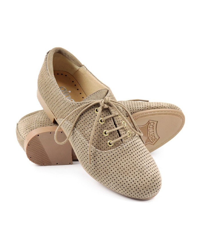 Sapatos de Senhora Ginova Taupe com Atacadores