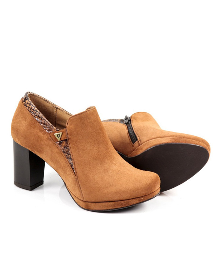 Botins Camel de Senhora de Tacão com Fecho Ginova