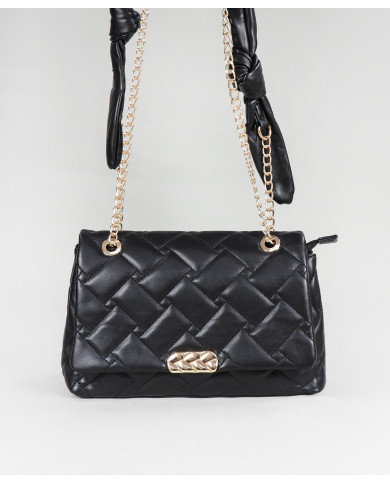 Bolso Negro de Señora con Asa Decorada