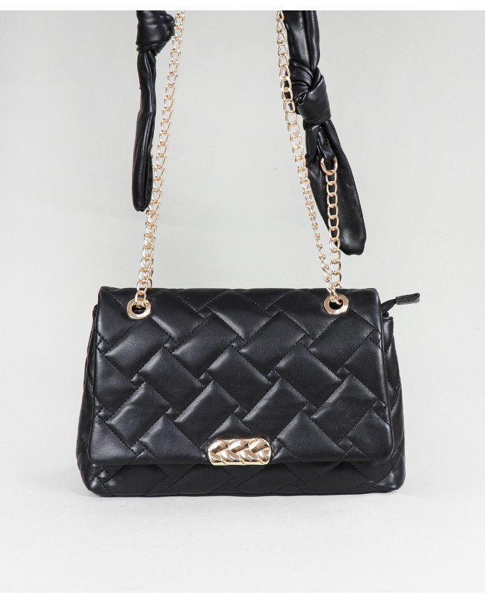 Bolso Negro de Señora con Asa Decorada