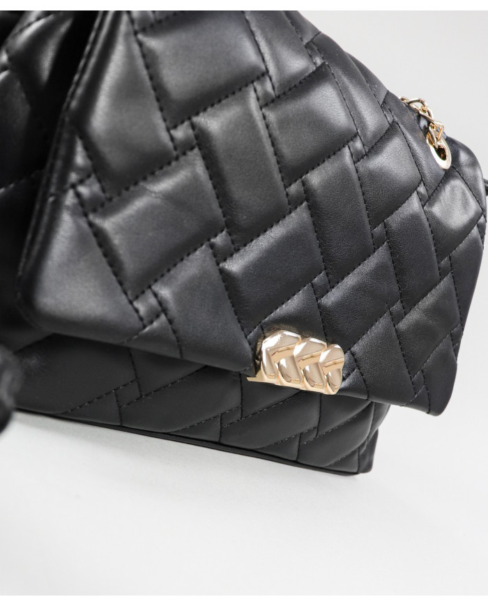 Bolso Negro de Señora con Asa Decorada