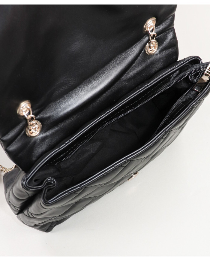 Bolso Negro de Señora con Asa Decorada