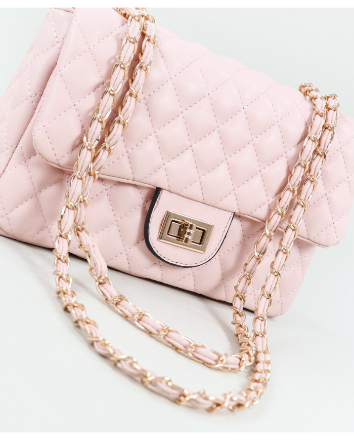 Lady's Pink Medium Bag with Handle Decorated