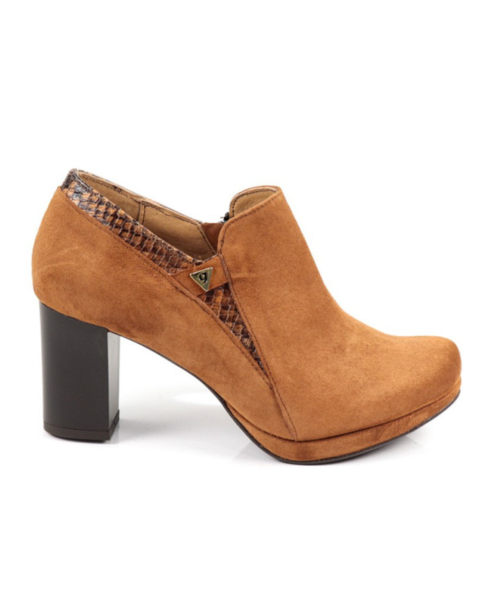 Botins Camel de Senhora de Tacão com Fecho Ginova