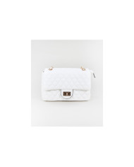 Lady's White Medium Bag with Decorated Handle