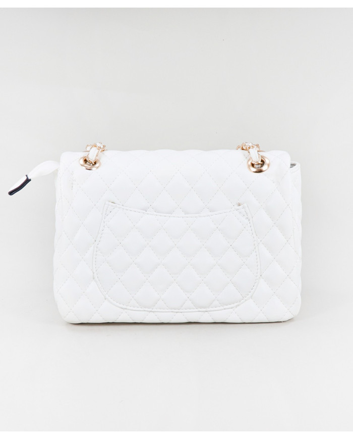 Lady's White Medium Bag with Decorated Handle