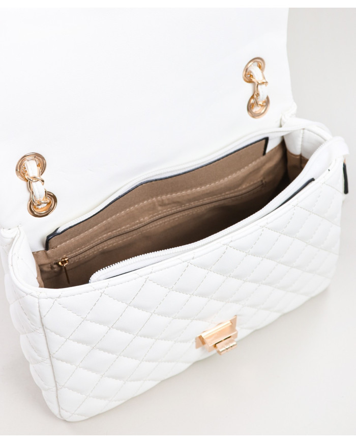 Bolsa Mediana de Señora Blanca con Asa Decorada