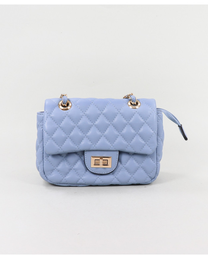 Small Blue Lady Bag with Handle Decorated