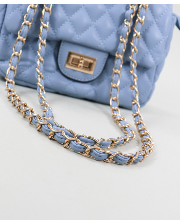 Small Blue Lady Bag with Handle Decorated