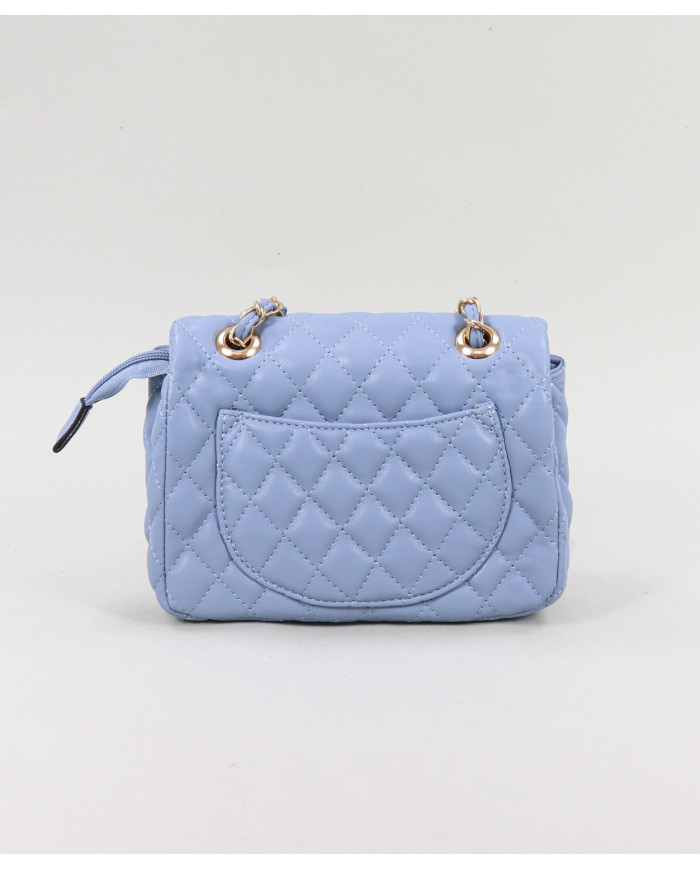 Bolsa Pequeña de Señora Azul con Asa Decorada