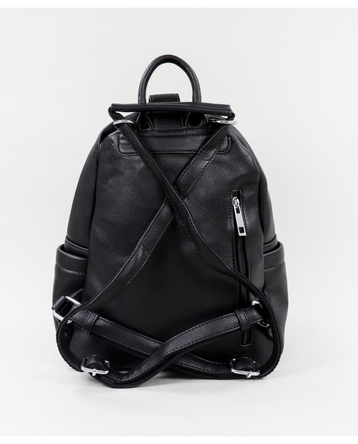 Mochila Preta de Senhora com Várias Bolsos