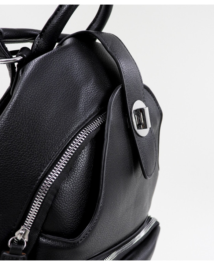 Mochila Negro con Varios Bolsillos