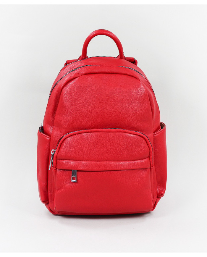 Mochila Vermelha de Senhora com Bolsos na Frente