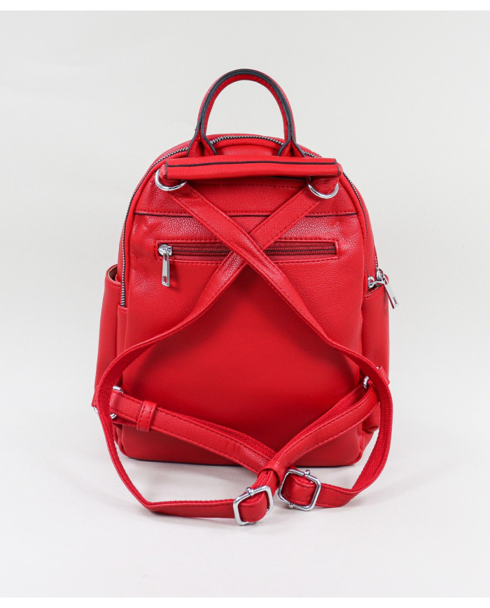 Ladies Red Backpack with Pockets on the Front