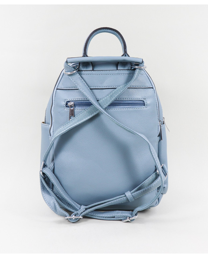 Mochila Azul de Senhora com Bolsos na Frente