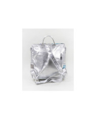 Ladies Silver Backpack with Metal Finish