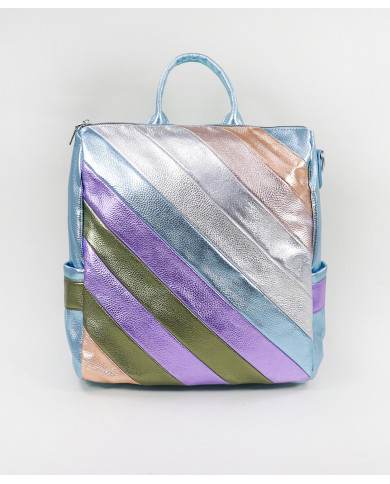 Ladies Blue Backpack with Metal Finish