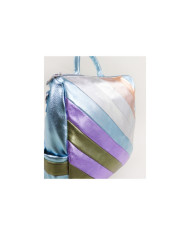 Mochila Azul de Senhora com Acabamento Metalizado