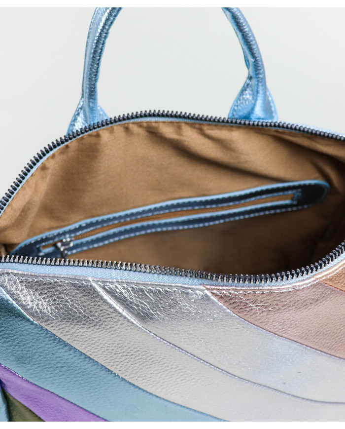 Ladies Blue Backpack with Metal Finish