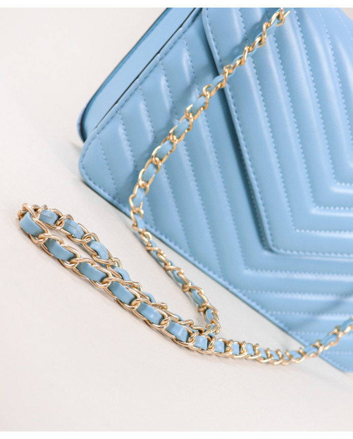 Bolsa Mediana de Señora Azul con Asa Decorada