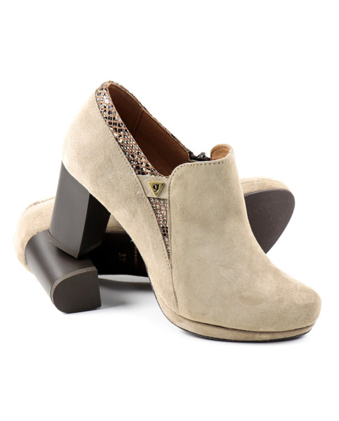 Botins Taupe de Senhora de Tacão com Fecho Ginova
