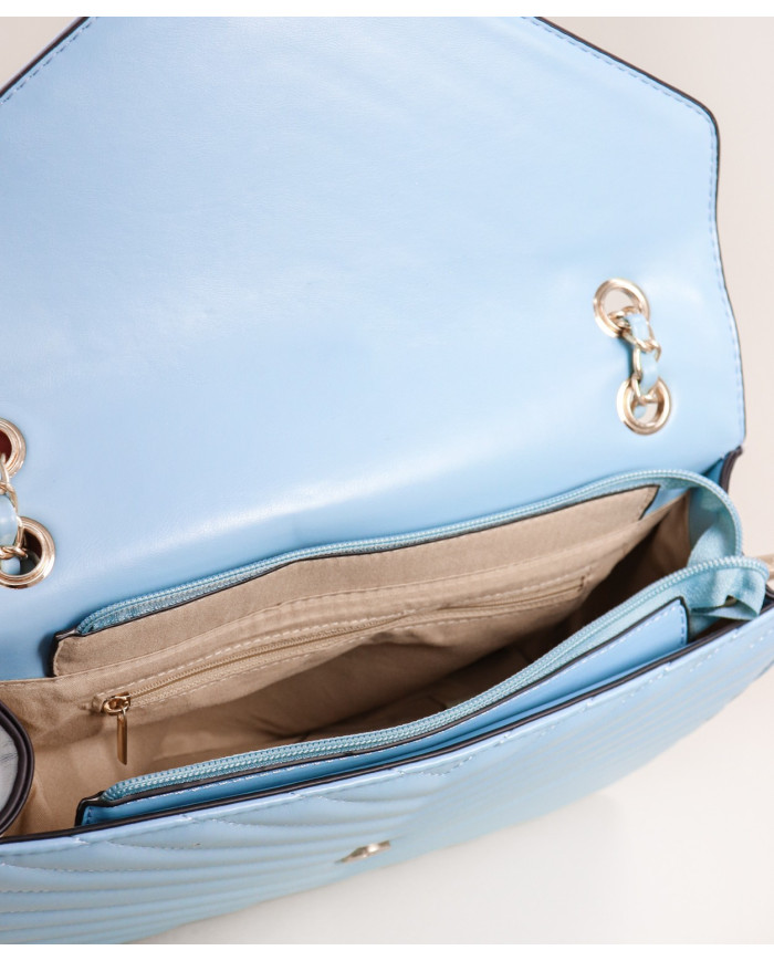 Medium Lady's Blue Suitcase with Handle Decorated