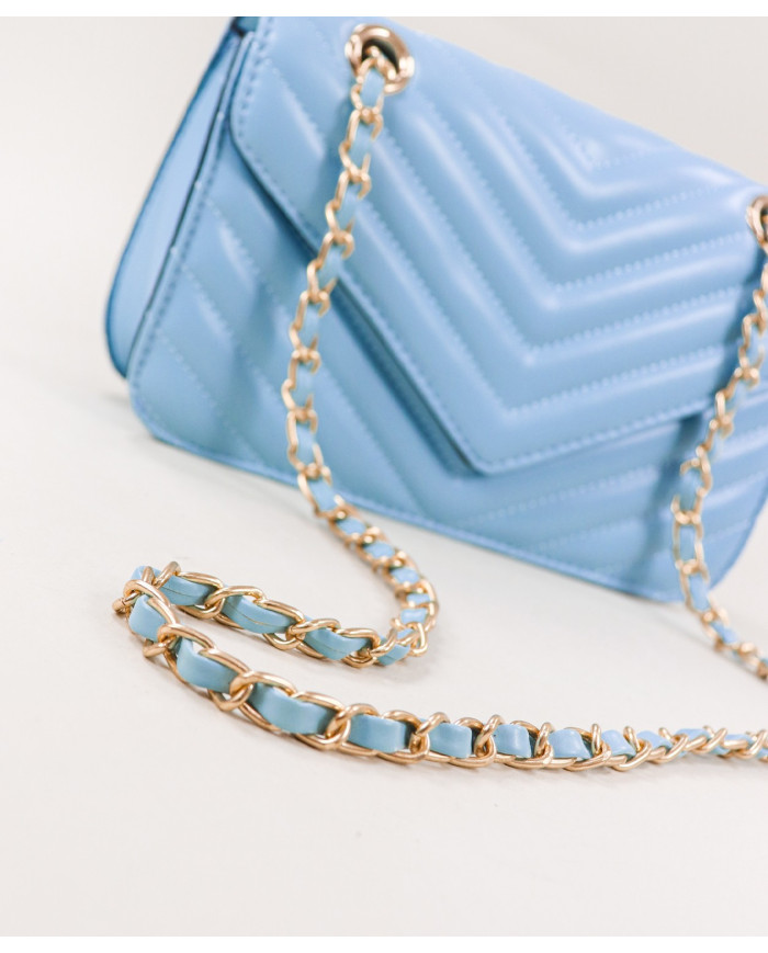 Bolsa Pequeña de Señora Azul con Asa Decorada