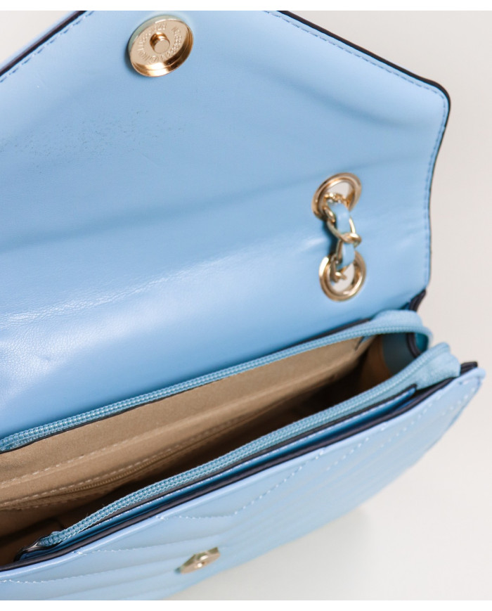 Bolsa Pequeña de Señora Azul con Asa Decorada