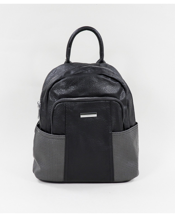 Mochila Negro de Mujer con Bolsillos Laterales