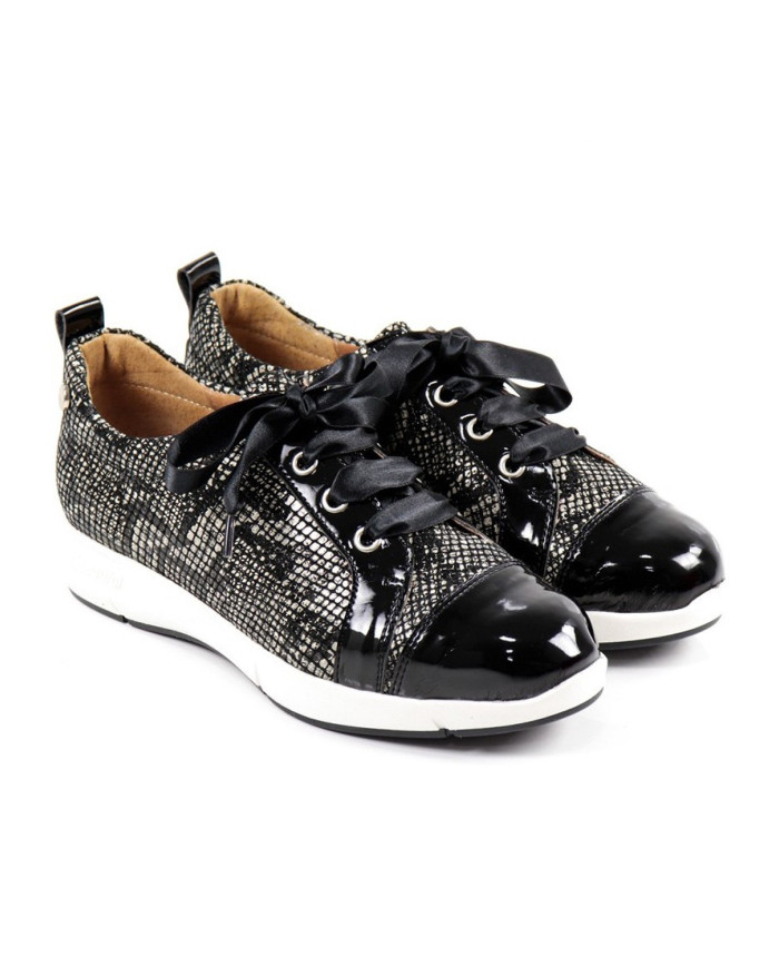 Black Ladies Trainers with Croco Ginova