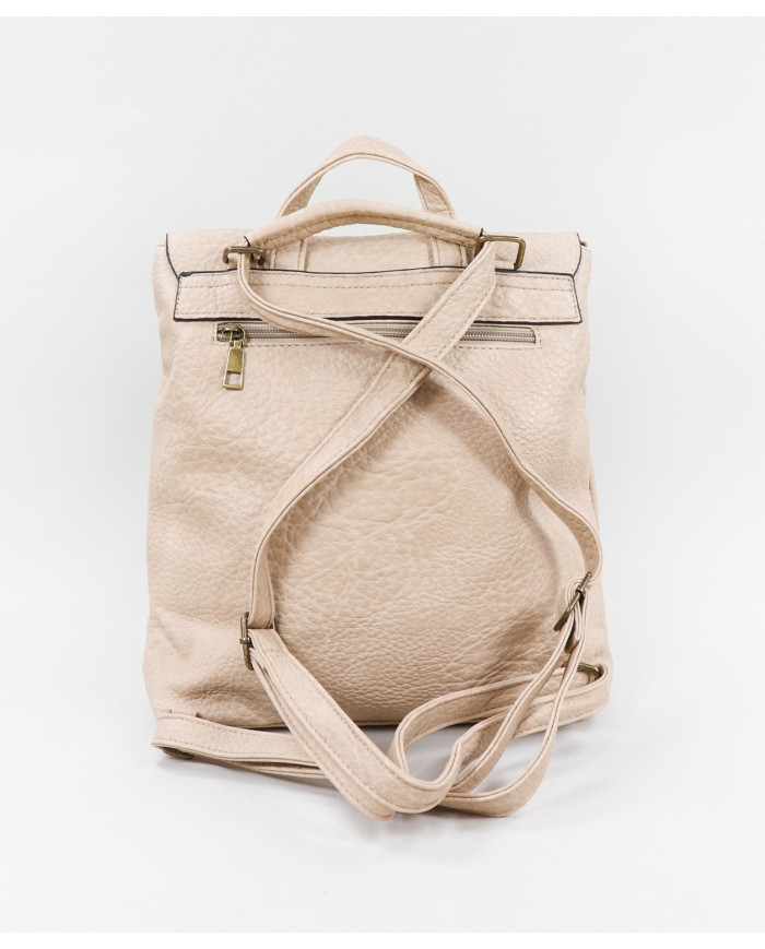 Ladies Taupe backpack with Frontal Pocket