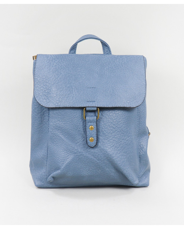 Mochila Azul de Mujer con Bolsillo Frontal