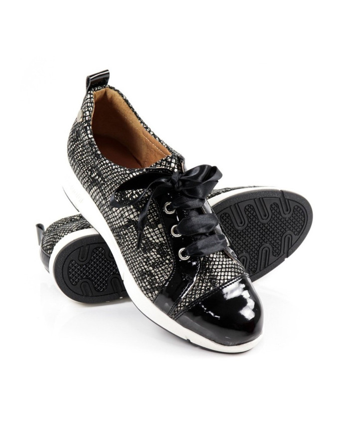 Sapatilhas de Senhora Pretas com Croco Ginova