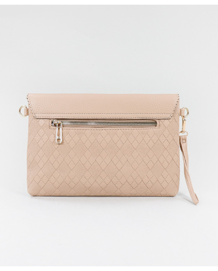 Clutch Taupe de Señora con Relievo