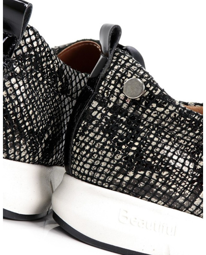 Sapatilhas de Senhora Pretas com Croco Ginova