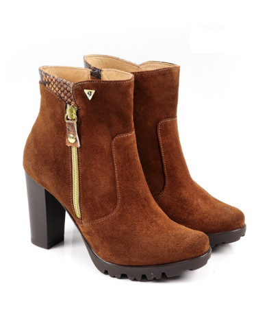 Camel Ankle Boots High Ginova Elegant