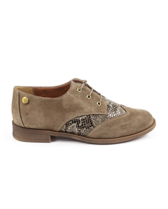Sapatos de Senhora Oxford Taupe com Padrão Cobra Ginova