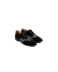 Ladies Oxford Shoes Black with Snake Pattern Ginova