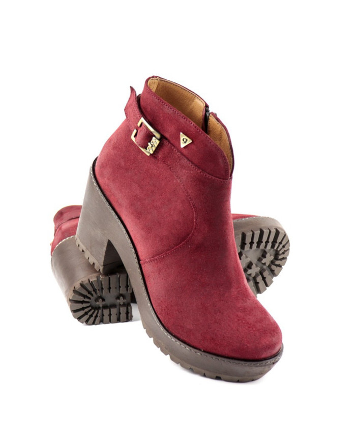 Botins Vermelhos Compensados Ginova com Fecho