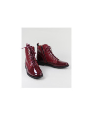 Ginova Botas Planas Barnizadas con Cordones para Mujer