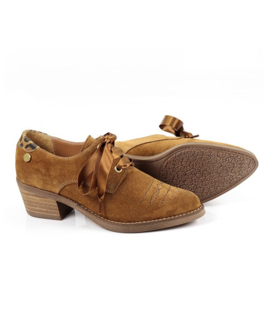 Ladies Shoes Texana Camel with Lace Satin Ginova