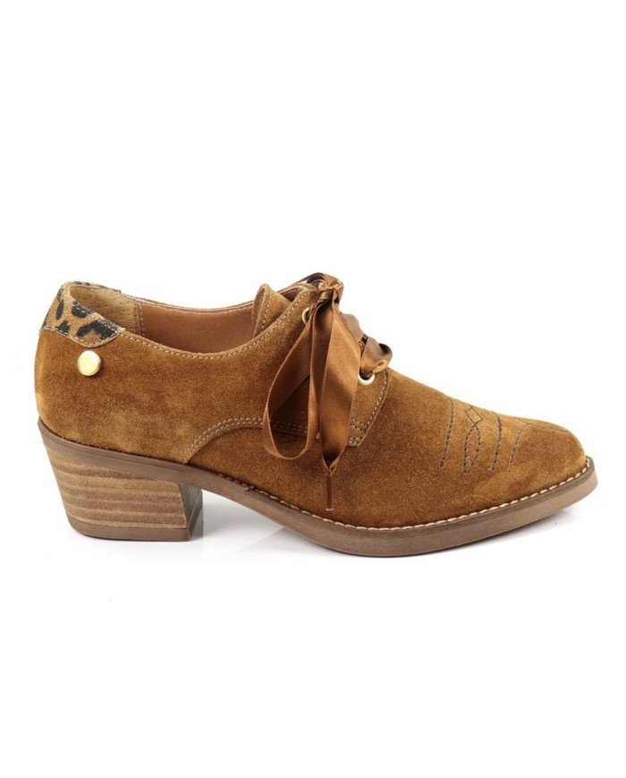 Ladies Shoes Texana Camel with Lace Satin Ginova
