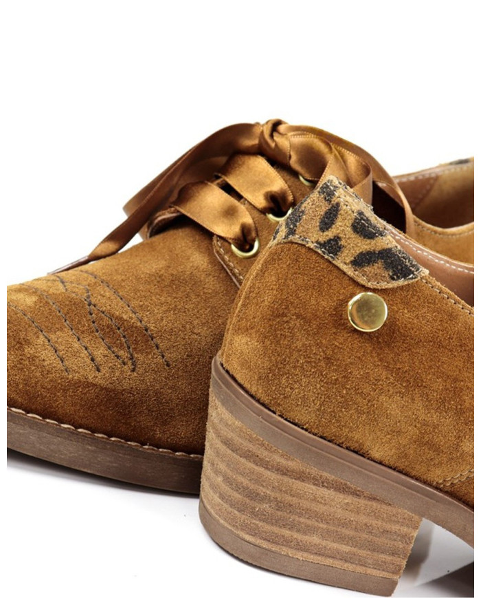 Ladies Shoes Texana Camel with Lace Satin Ginova