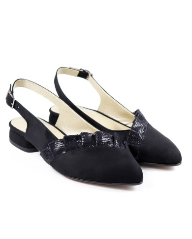 Black Sandals Rasas with Folhos Ginova