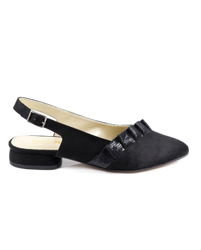 Black Sandals Rasas with Folhos Ginova