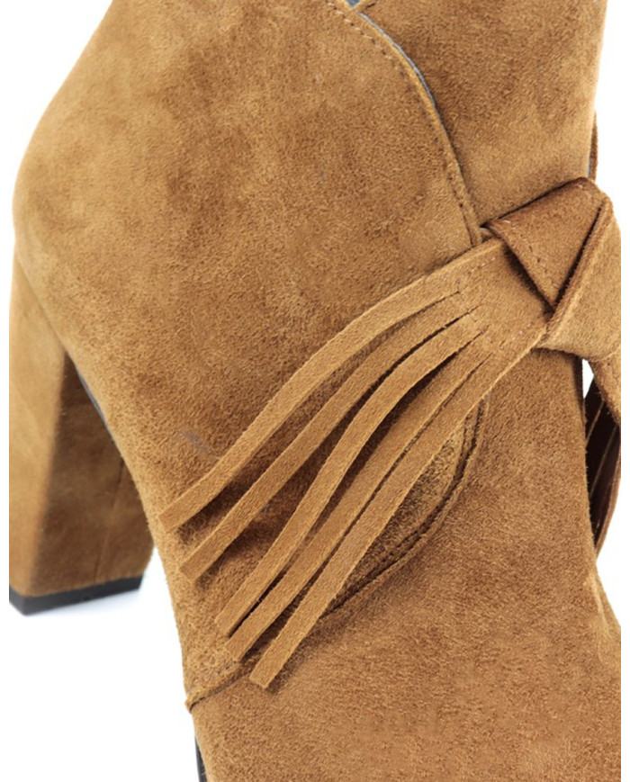 Botas de Senhora Camel com Franjas em Nó Ginova