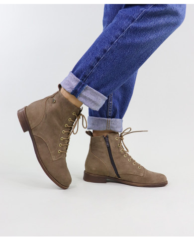 Ginova Botas Planas con Cordones para Mujer