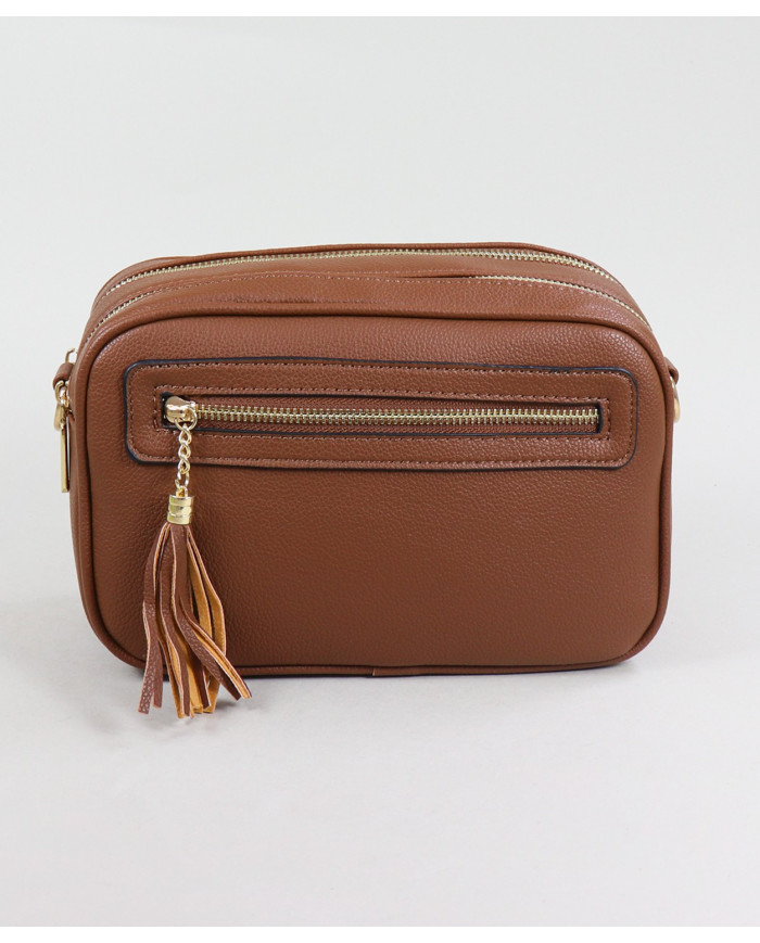 Bolso camel para mujer con 2 separadores