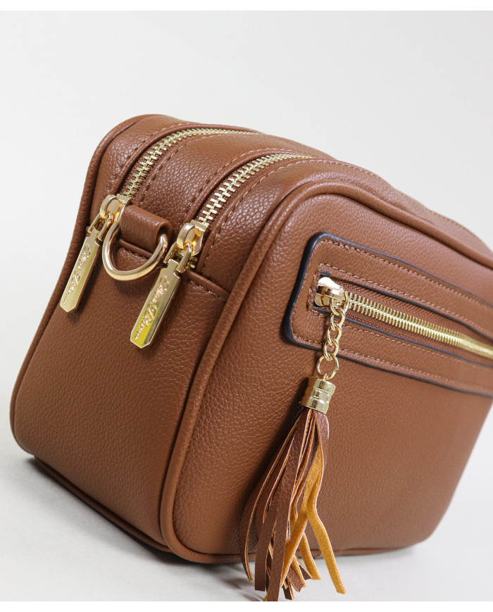 Bolso camel para mujer con 2 separadores